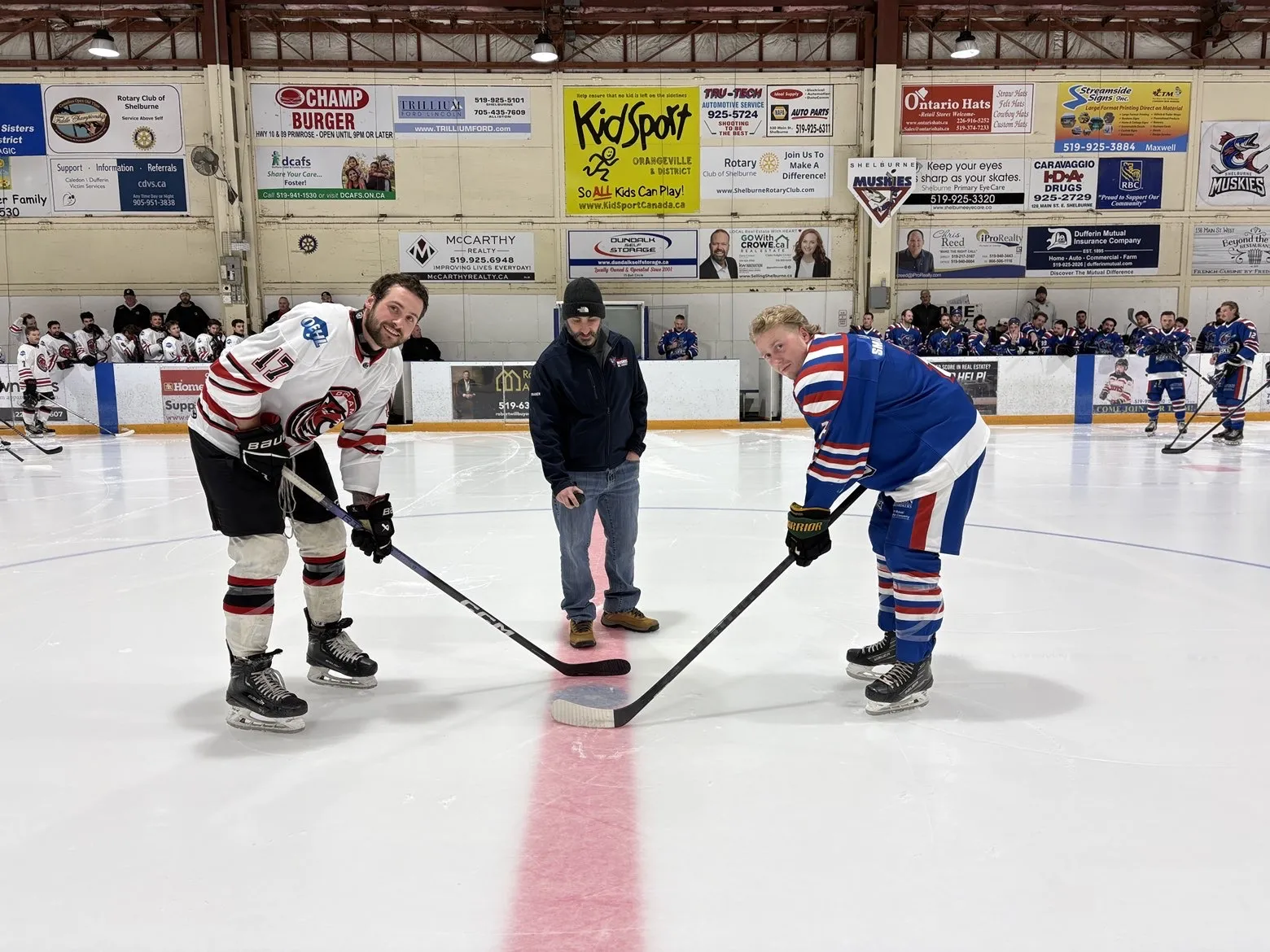 Opening night ceremonial puck drop at Centre Dufferin Recreation Complex